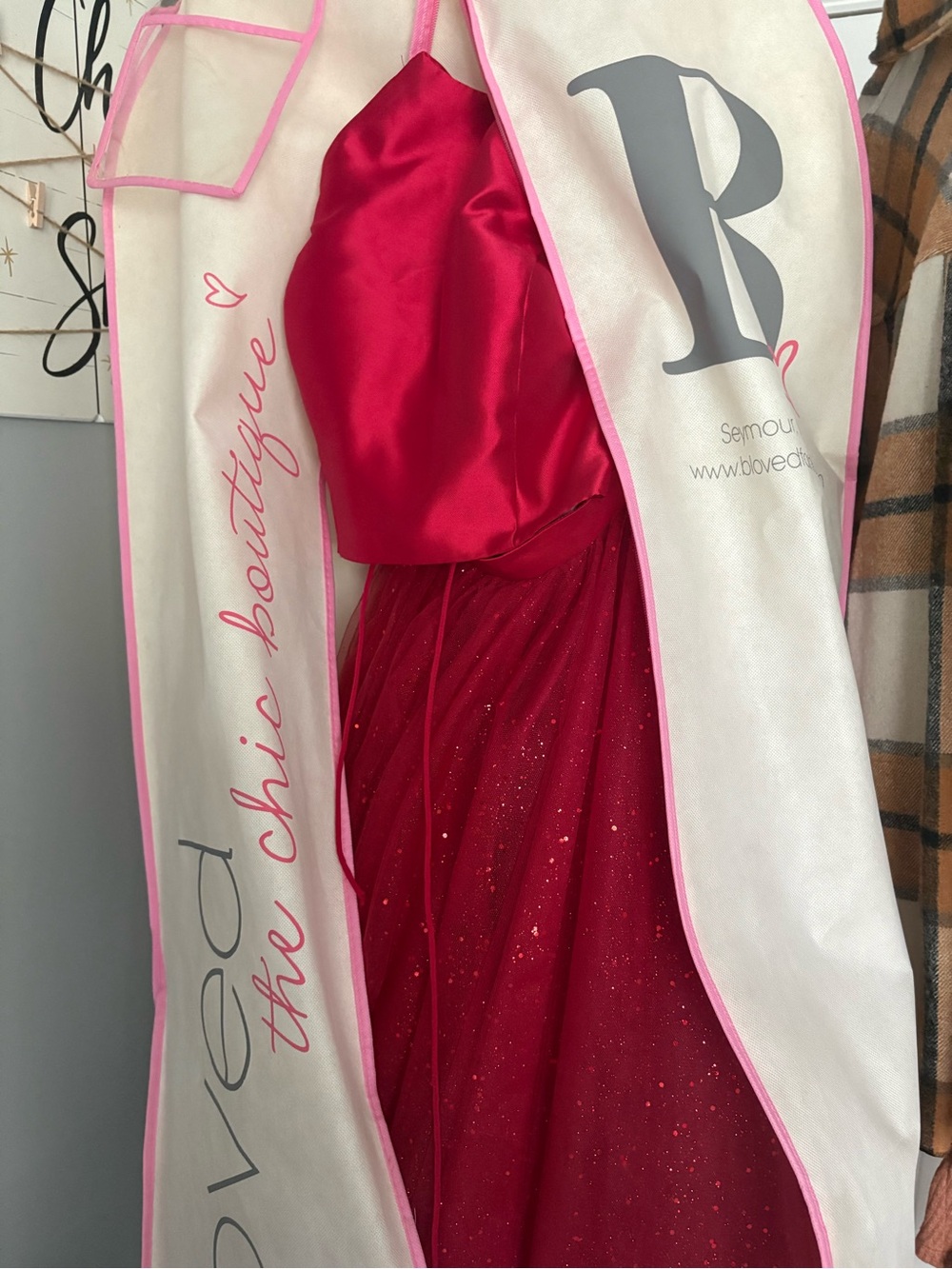 Sherri Hill Red Satin and Sparkle Evening Gown